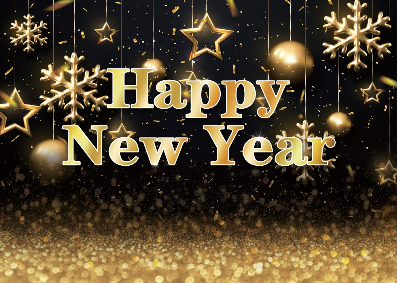 2026 Happy New Year Backdrop 8x6ft Black Gold Photography Background 11980