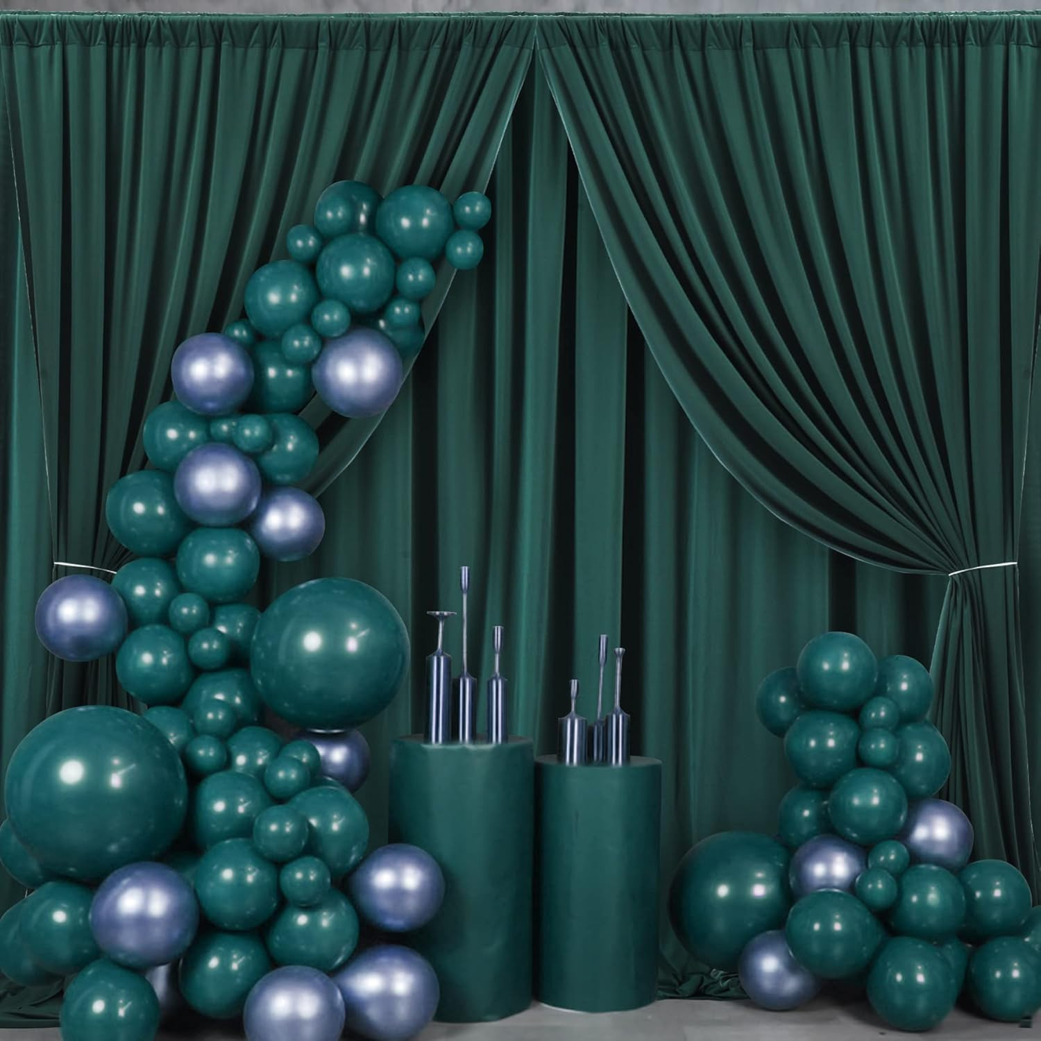 40 Ft Wrinkle-Free Hunter Green Backdrop Curtain for Parties & Photography