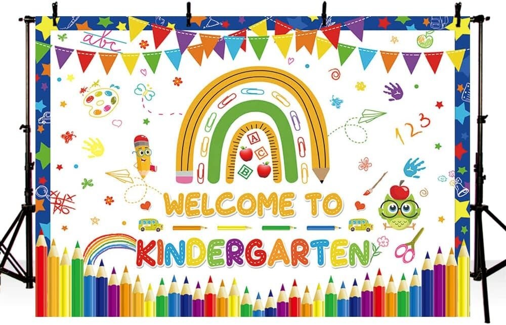 7x5ft Back to School Photography Backdrop Welcome to Kindergarten Banner Flag