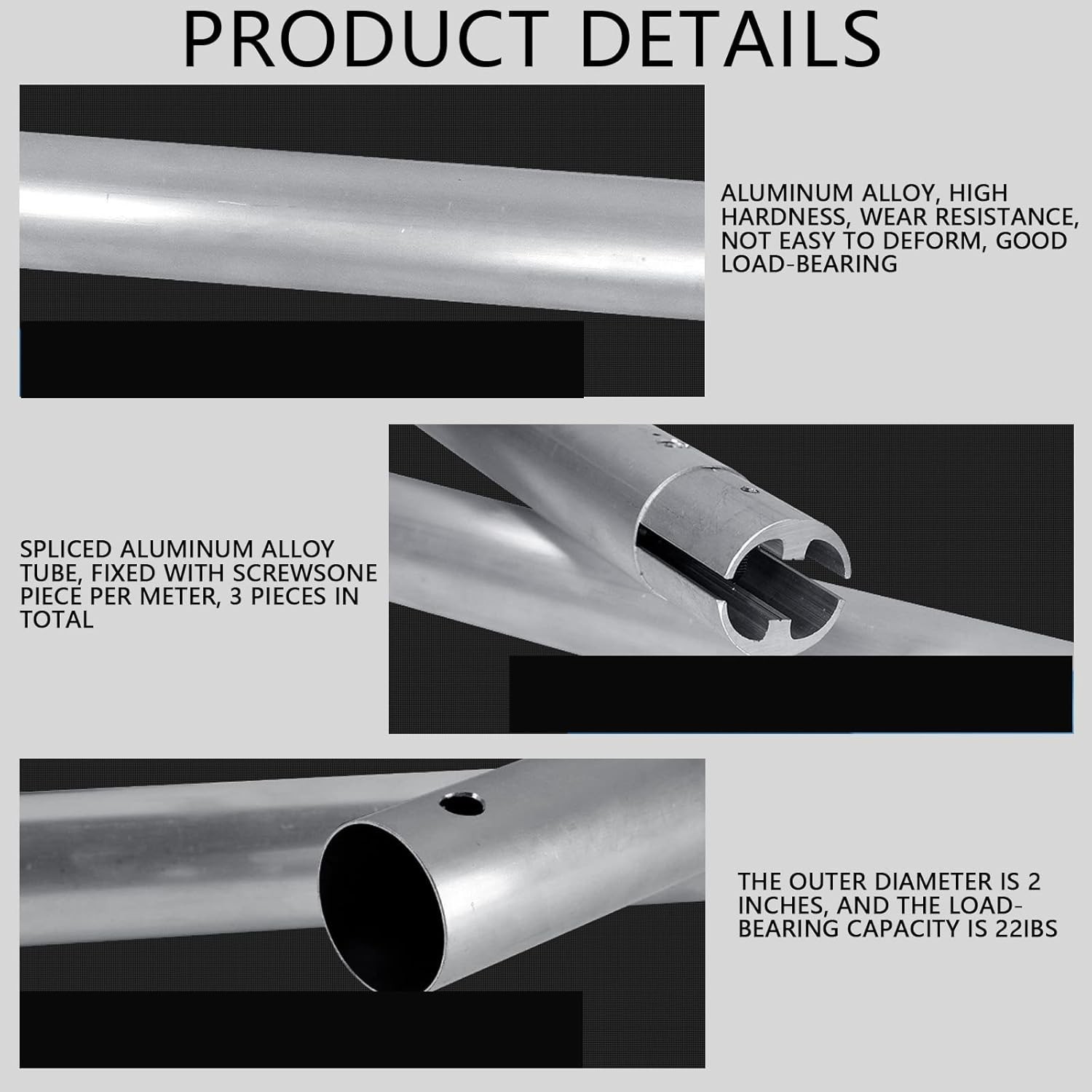 118″/3m Stainless Metal Tube Crossbar for Studio Backdrop Wall Mount System -…
