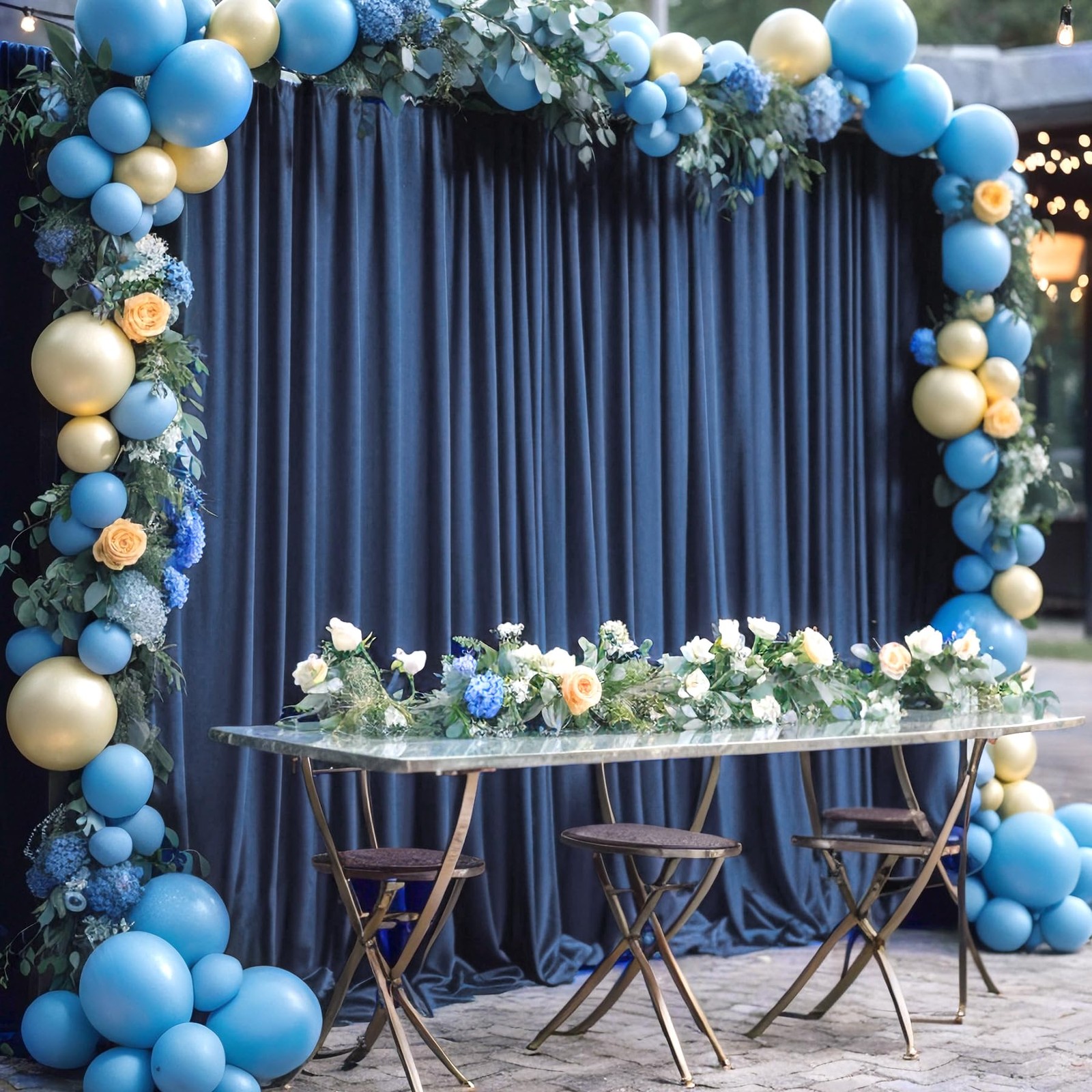 2 Panels 5ft x 12ft Navy Blue Backdrop Curtains, 10x12FT Total, Wrinkle Free