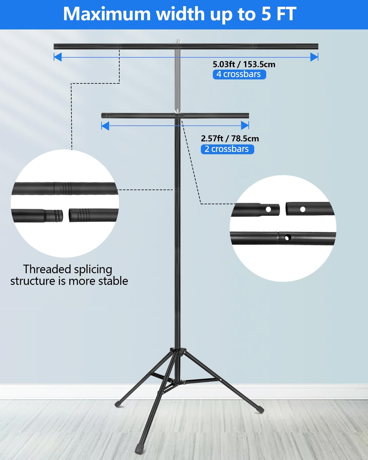 7x5ft (HxW) T-Shape Photo Backdrop Stand, Portable Green Screen Stand Only wi…