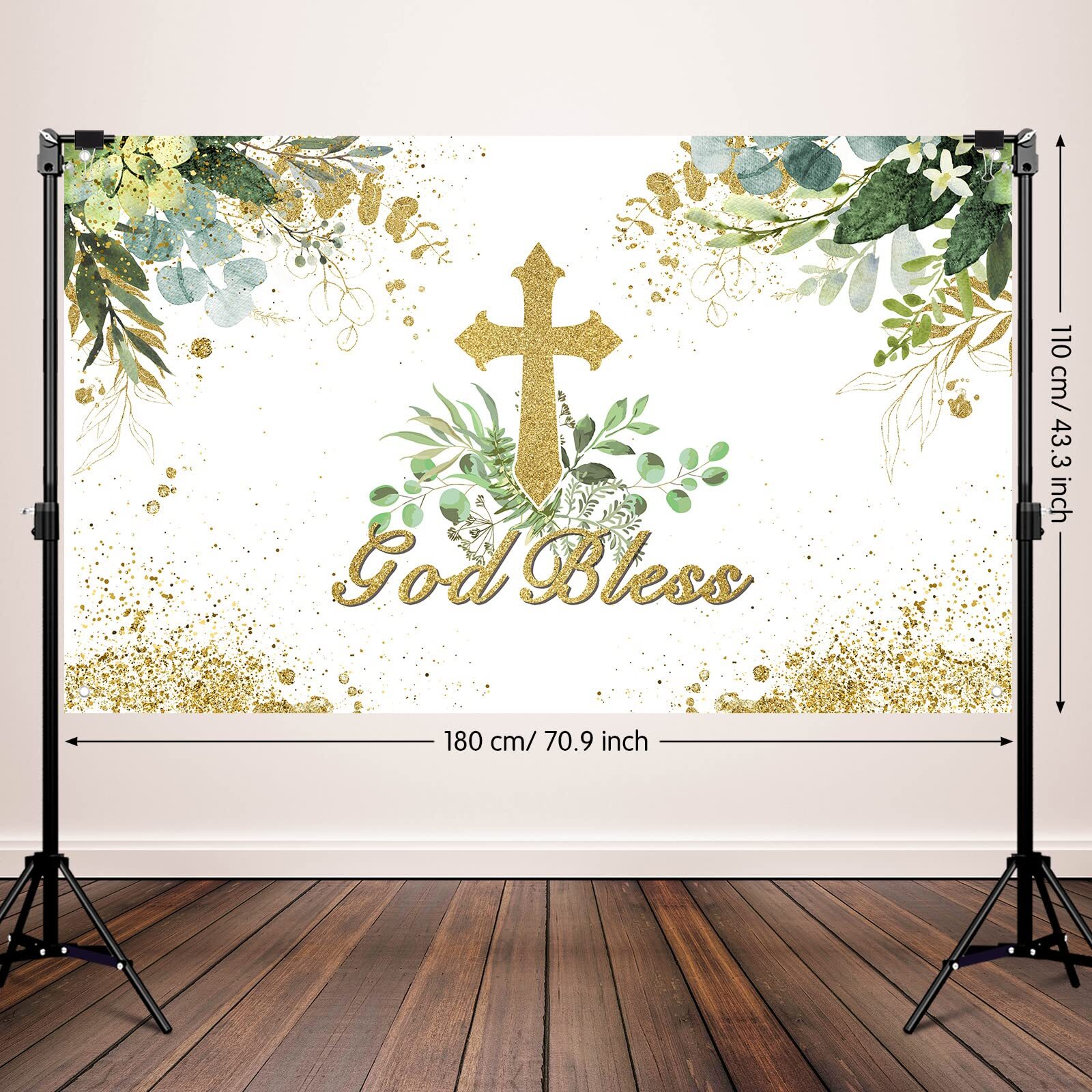 71 x 43 Inch God Bless Baptism Backdrop First Communion Party Decoration God …