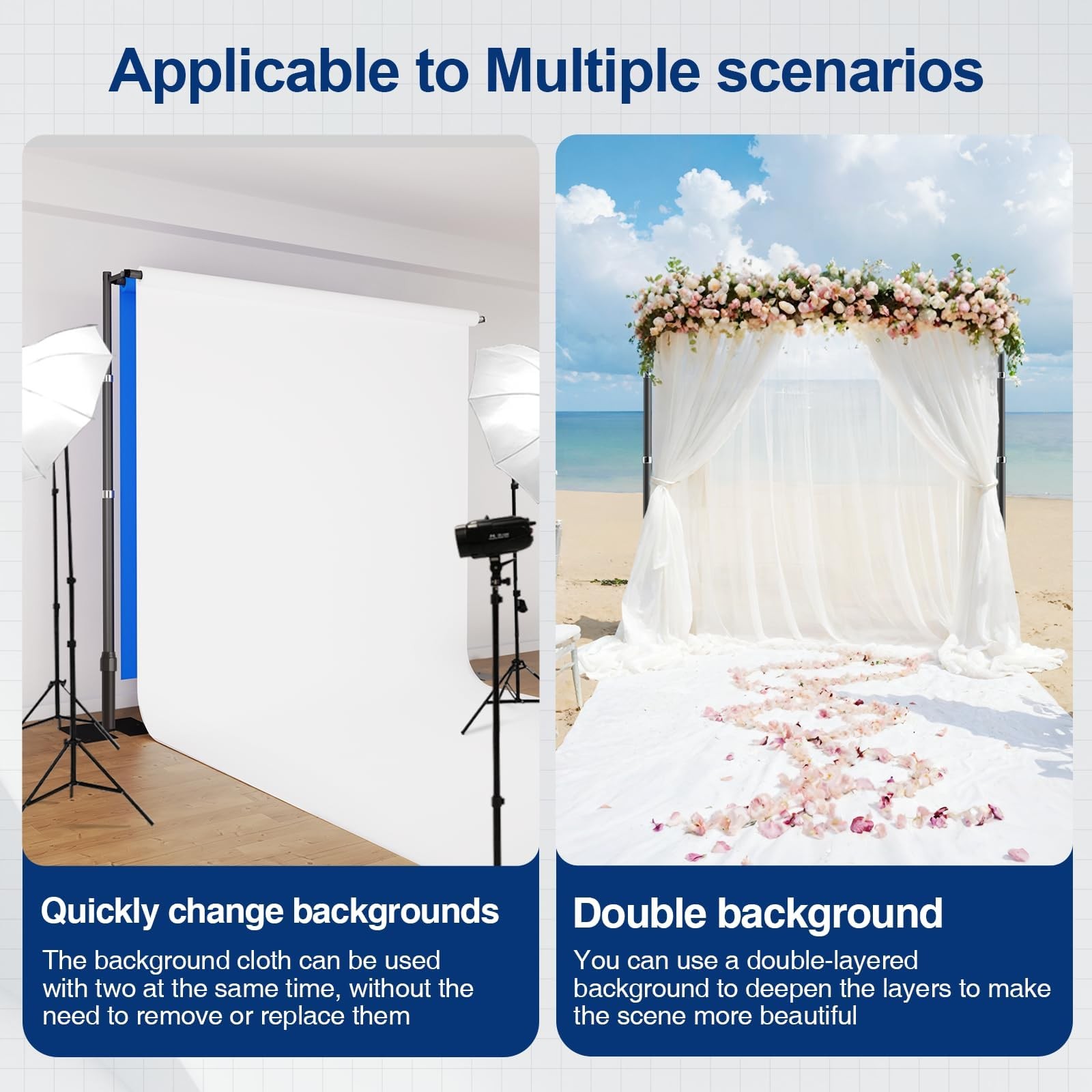EMART Backdrop Stand Heavy Duty 10x10Ft, Double Crossbar Pipe and Drape Photo…