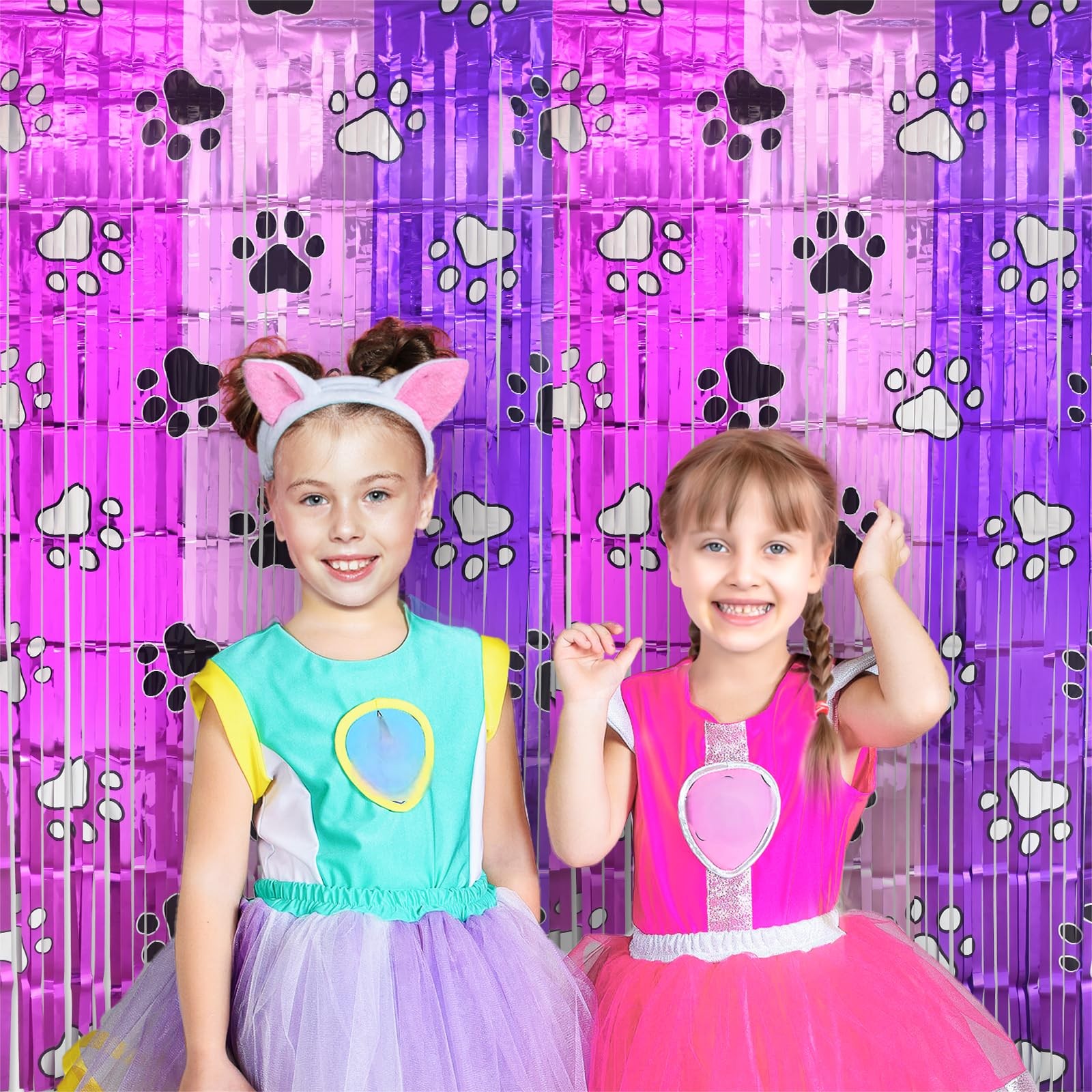 Pink Paw Birthday Decorations, 2 Pack Pink and Light Purple Birthday Party Su…