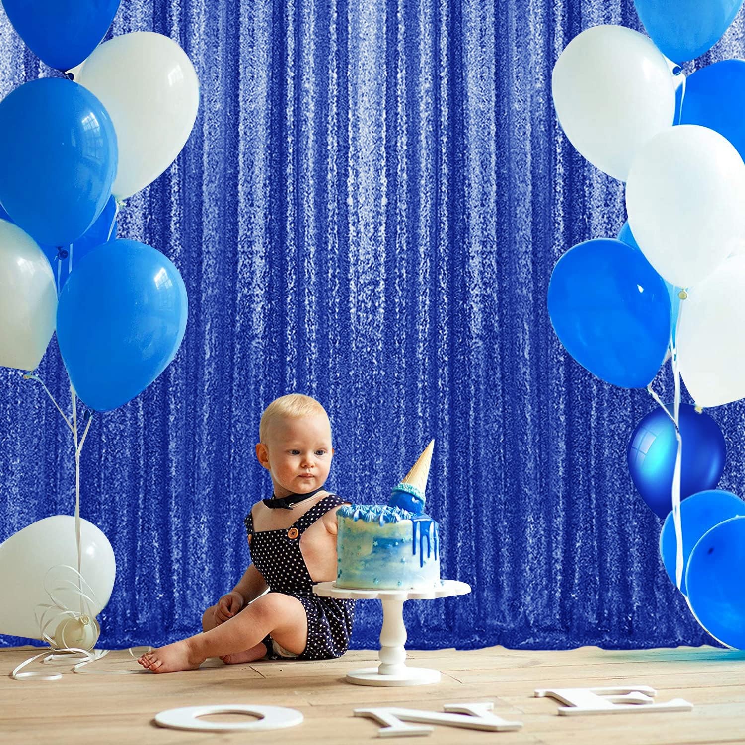 2×8FT-2PCS Royal Blue Sequin Backdrop Curtains Panels, Photography Backdrop G…