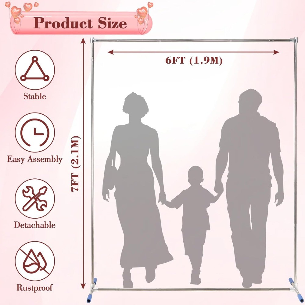 7FT Metal Arch Backdrop Stand, 6FT Wide Wedding Arch Frame for Decorations