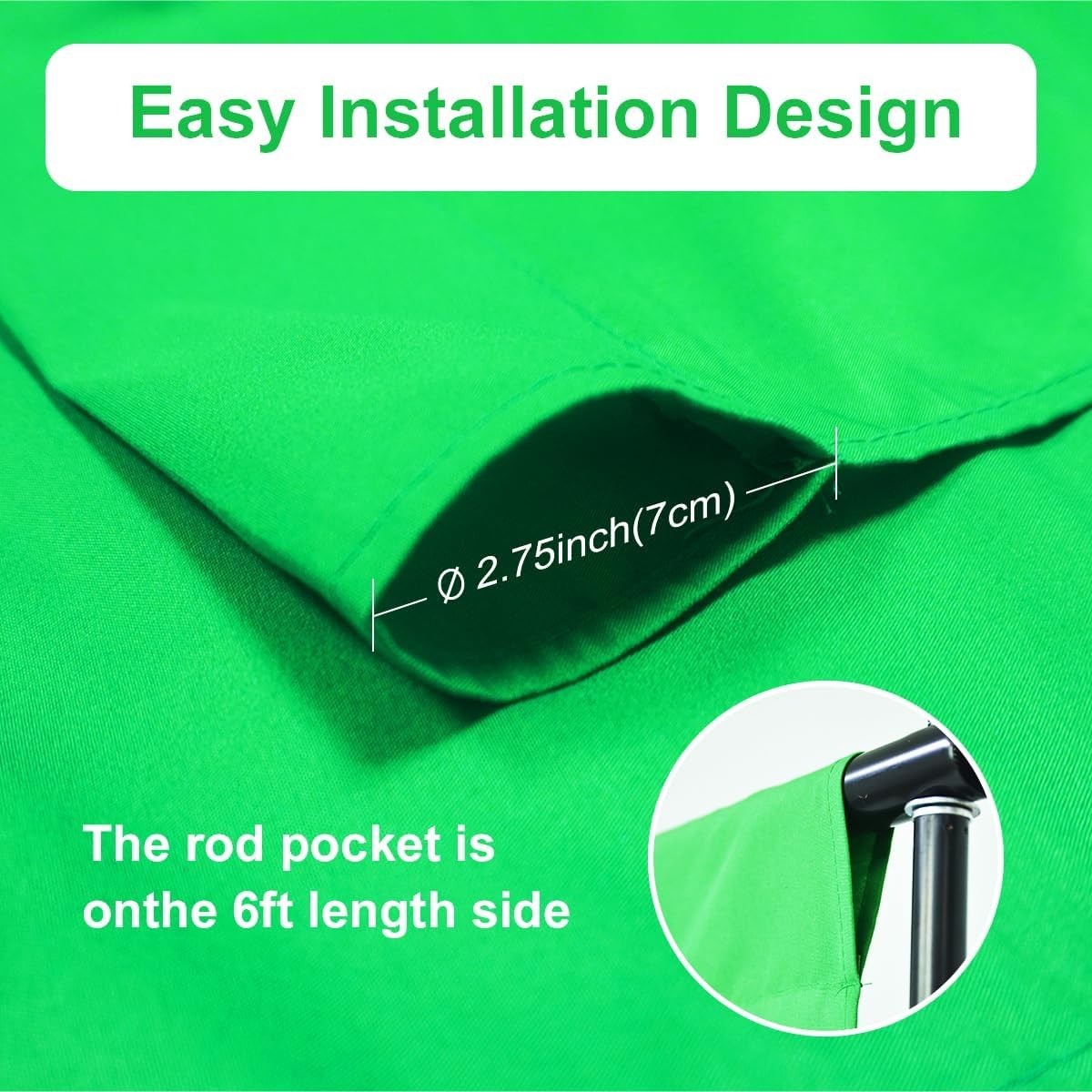 Durable 5 X 6.5 FT Polyester Green Screen – Wrinkle-Resistant & Machine Washable