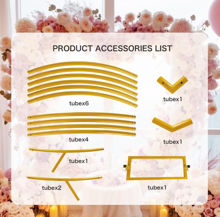 IKULE 2M Gold Heart Shape Wedding Metal Arch Backdrop for Party, Graduation