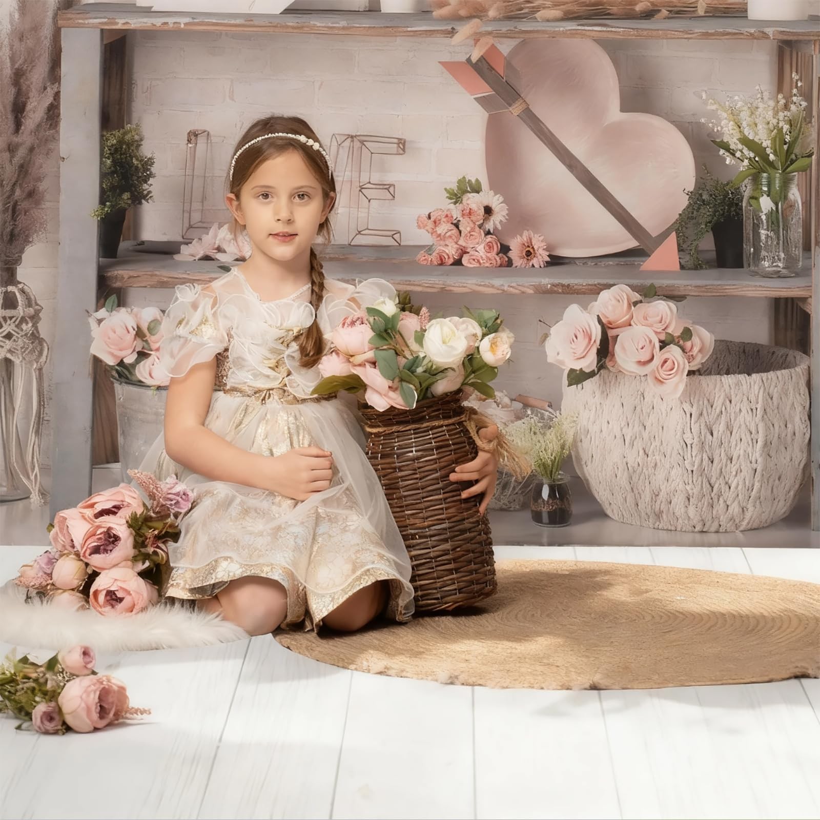 Kate Photography Floor Mats White Wood Backdrop Rubber 8x5ft,