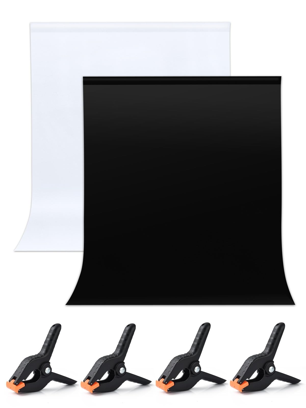 3x5FT Black White 2-in-1 Backdrop, 4 Spring Clamps, Double Sided, Photography