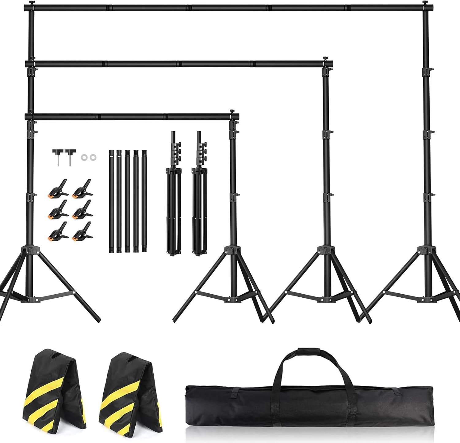 Telescopic Background Stand Backdrop Support Display With Sandbags Spring Clamps