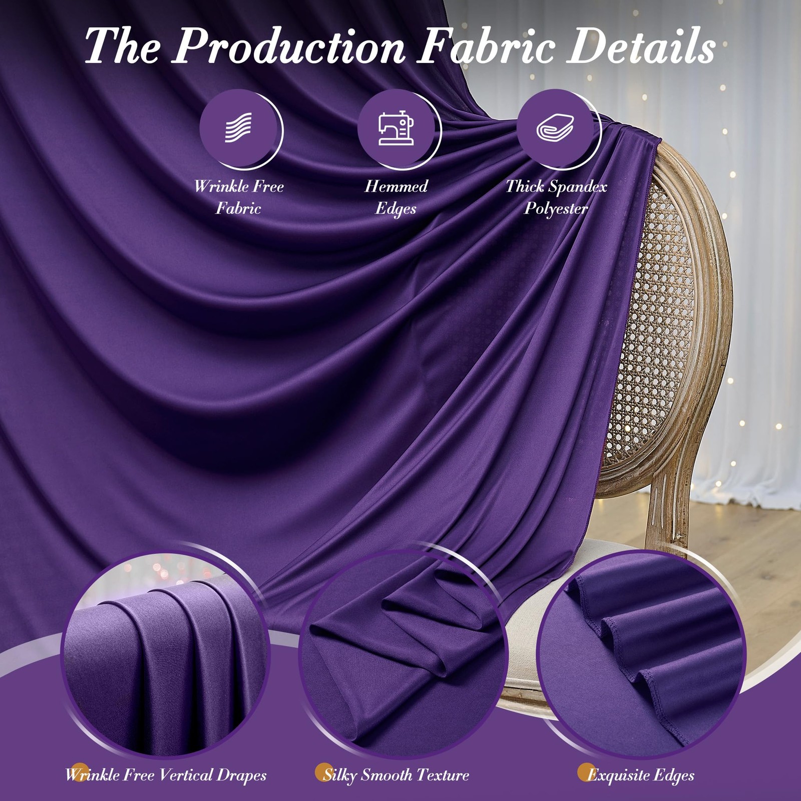 10 ft x 10 ft Free Purple Backdrop Curtain for Parties, Polyester Purple Phot…