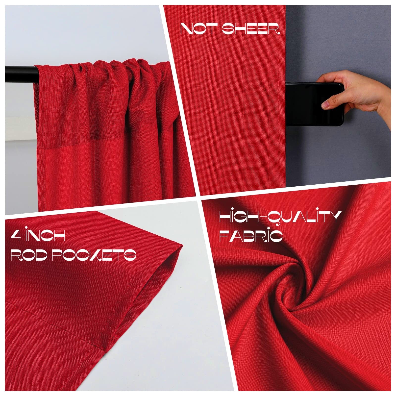 2 Pack Christmas Red Backdrop Curtains Wrinkle-Free 5x7ft Wedding Party Decor