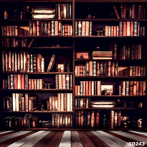 10’x10’CP Retro Wood Bookshelf Scene Microfiber Fabric background backdrop SD243