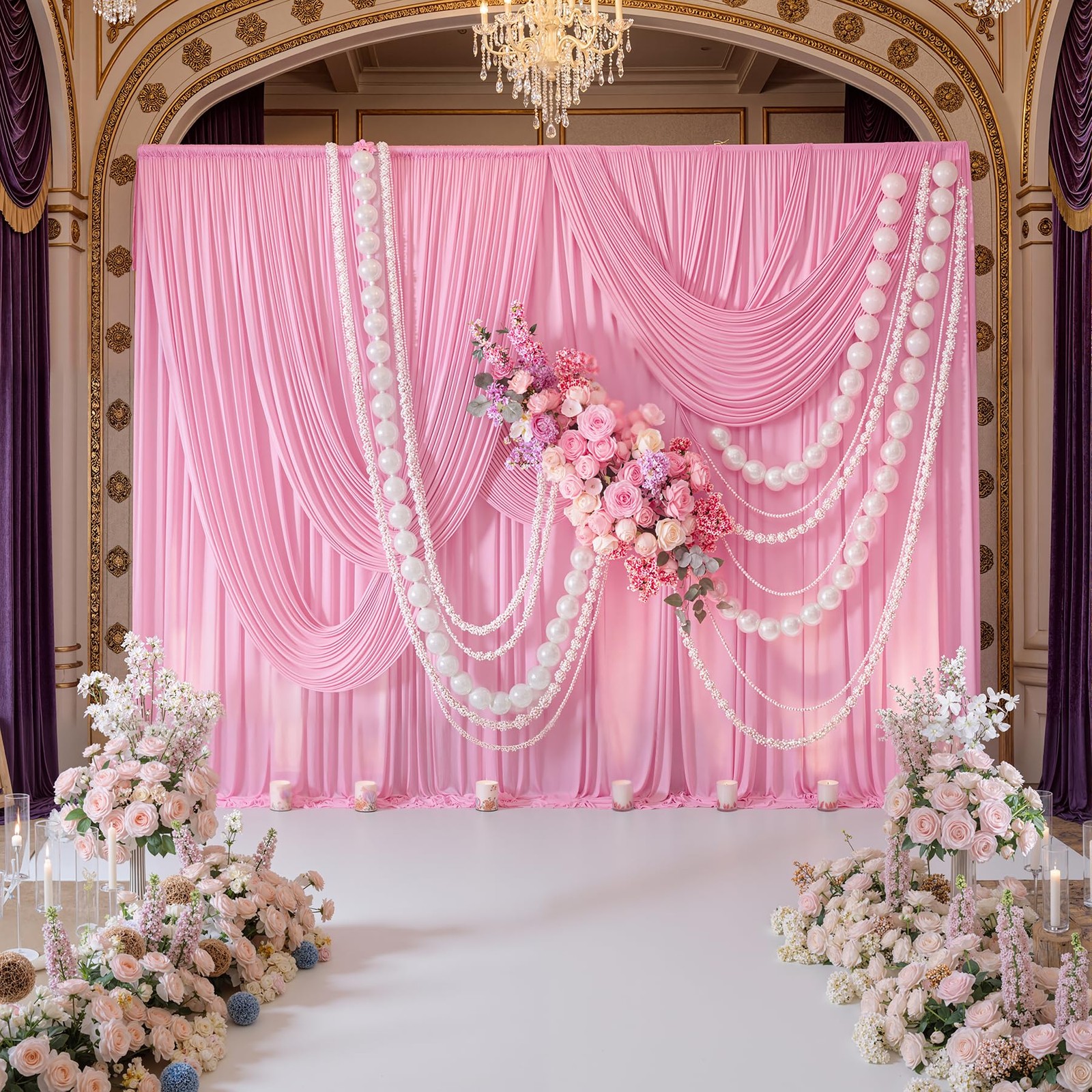 10ft x 8ft Free Pink Backdrop Curtain Drapes, Thick Polyester Baby Pink Backd…