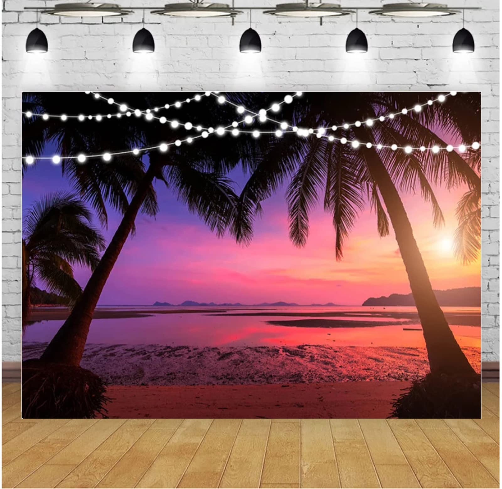 Summer Pink Sunset Hawaiian Natural Scenery Photography Background 7ftx5ft