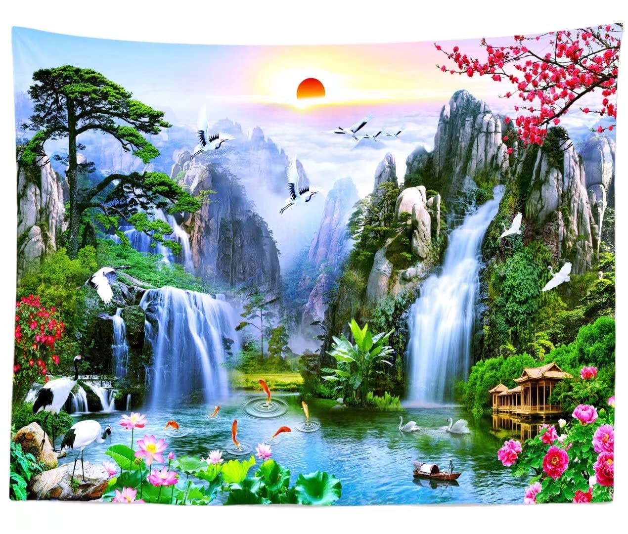 BELECO 7x5ft Fabric Fairyland Mountain Lake Photography 7x5FT, Waterfall-24