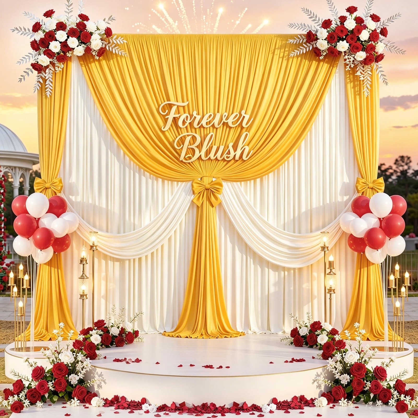 10x10ft Yellow Wrinkle Free Polyester Backdrop Curtain 2 Panels 5x10ft