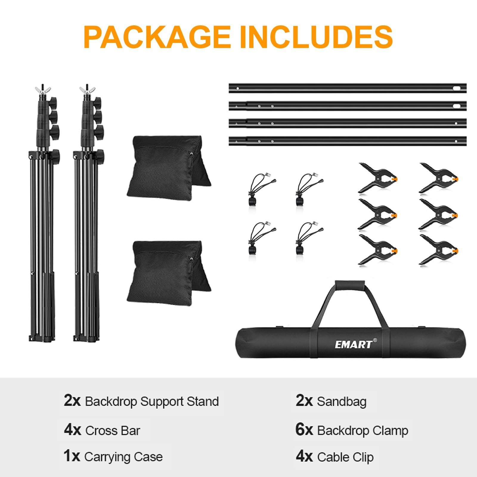 Adjustable Photo Backdrop Stand Kit 8.5x10ft – Photography Support Frame for Eve