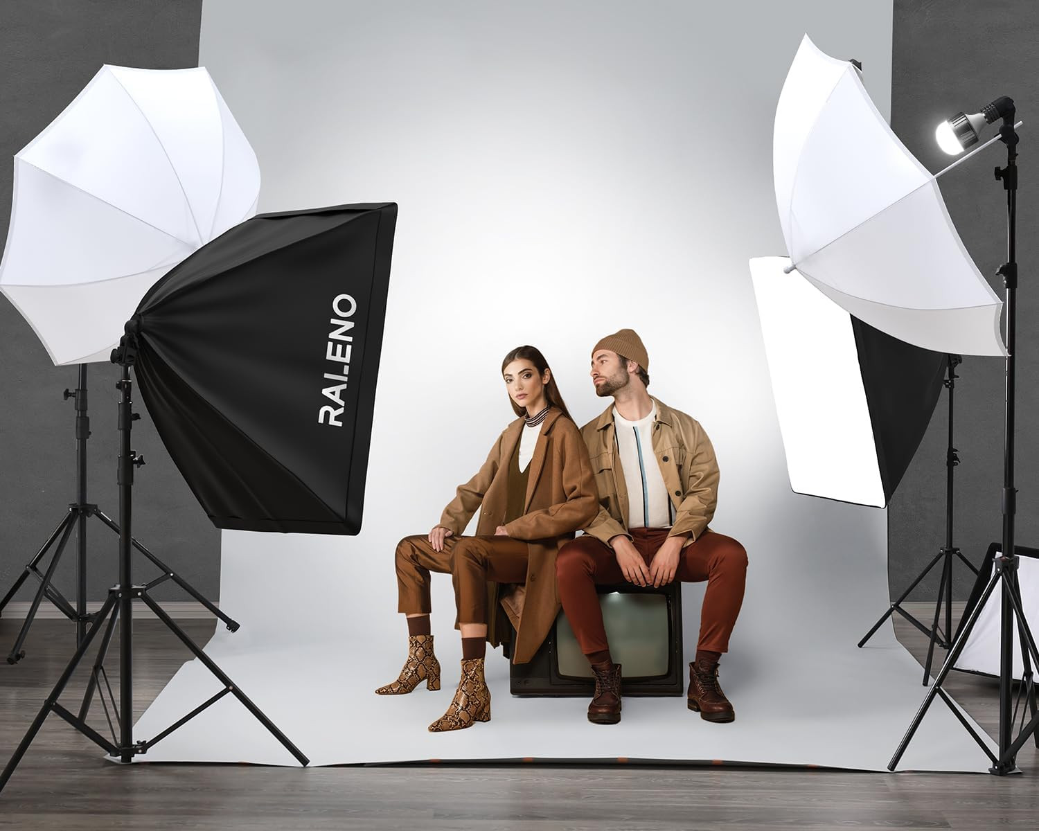 Photography Lighting Kit, 8.5 X 10 Ft Backdrop Stands with Green Screen, Softbox