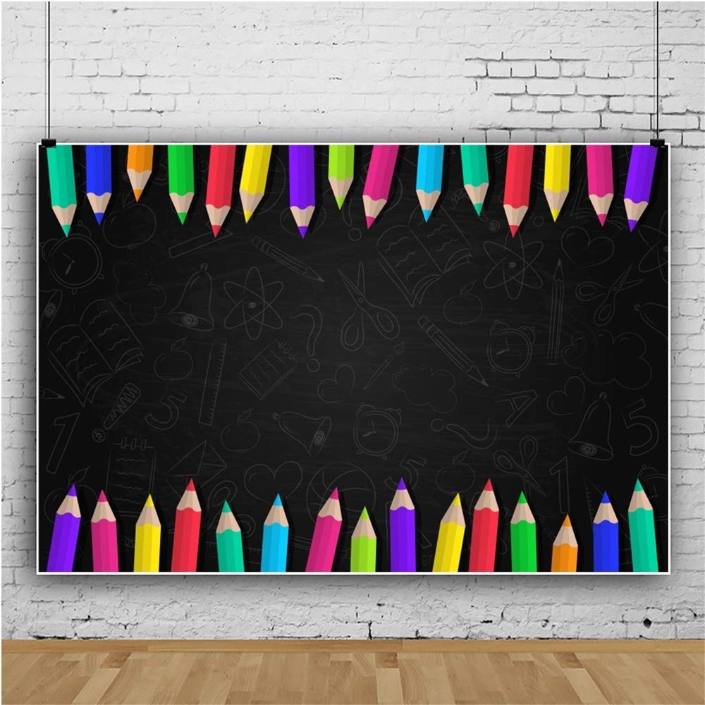 7×5 FT Blackboard Pencil Photography Backdrop Back To School Party Decor