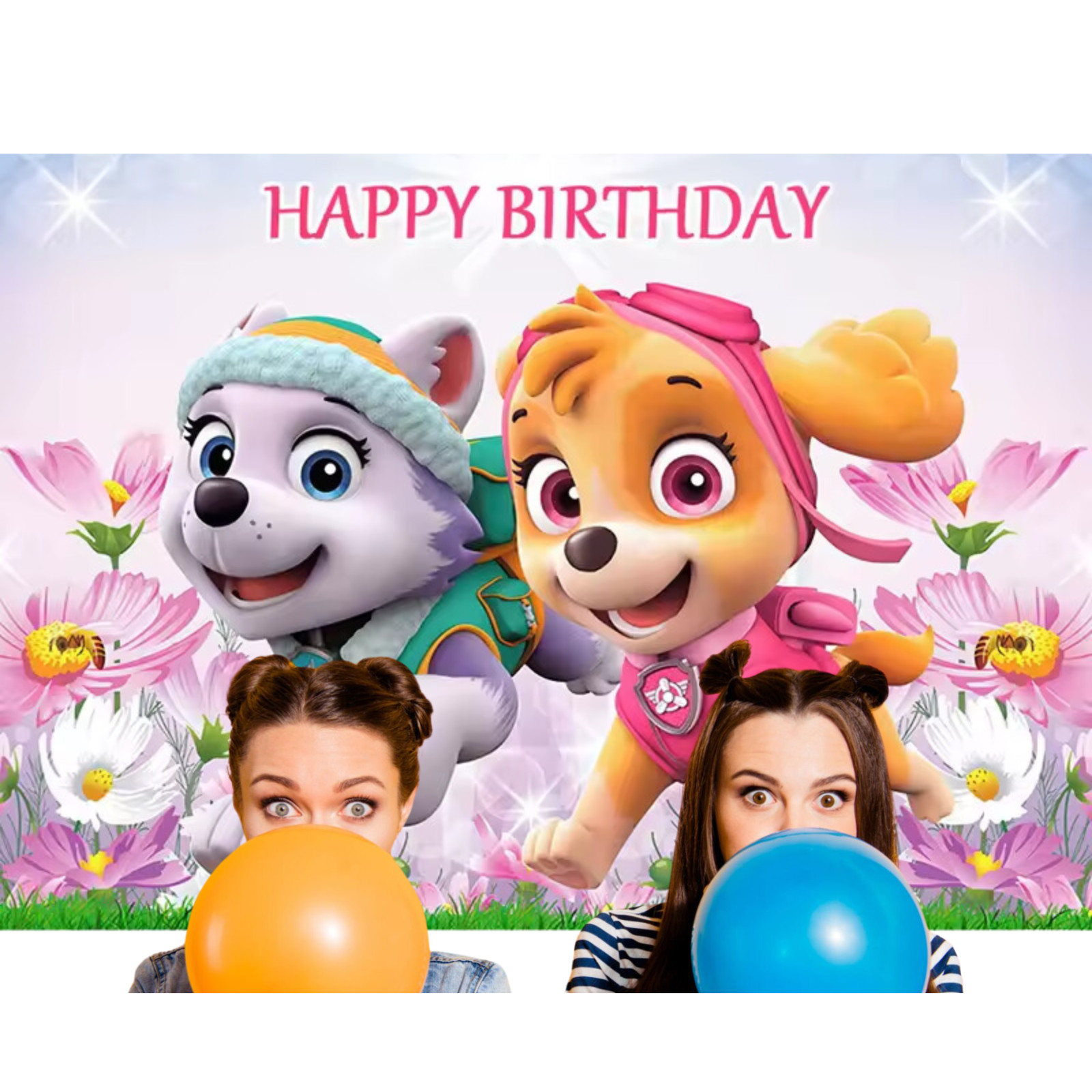 Paw Patrol Skye & Everest 3 x 5 Foot Happy Birthday Backdrop Photo Banner Decor