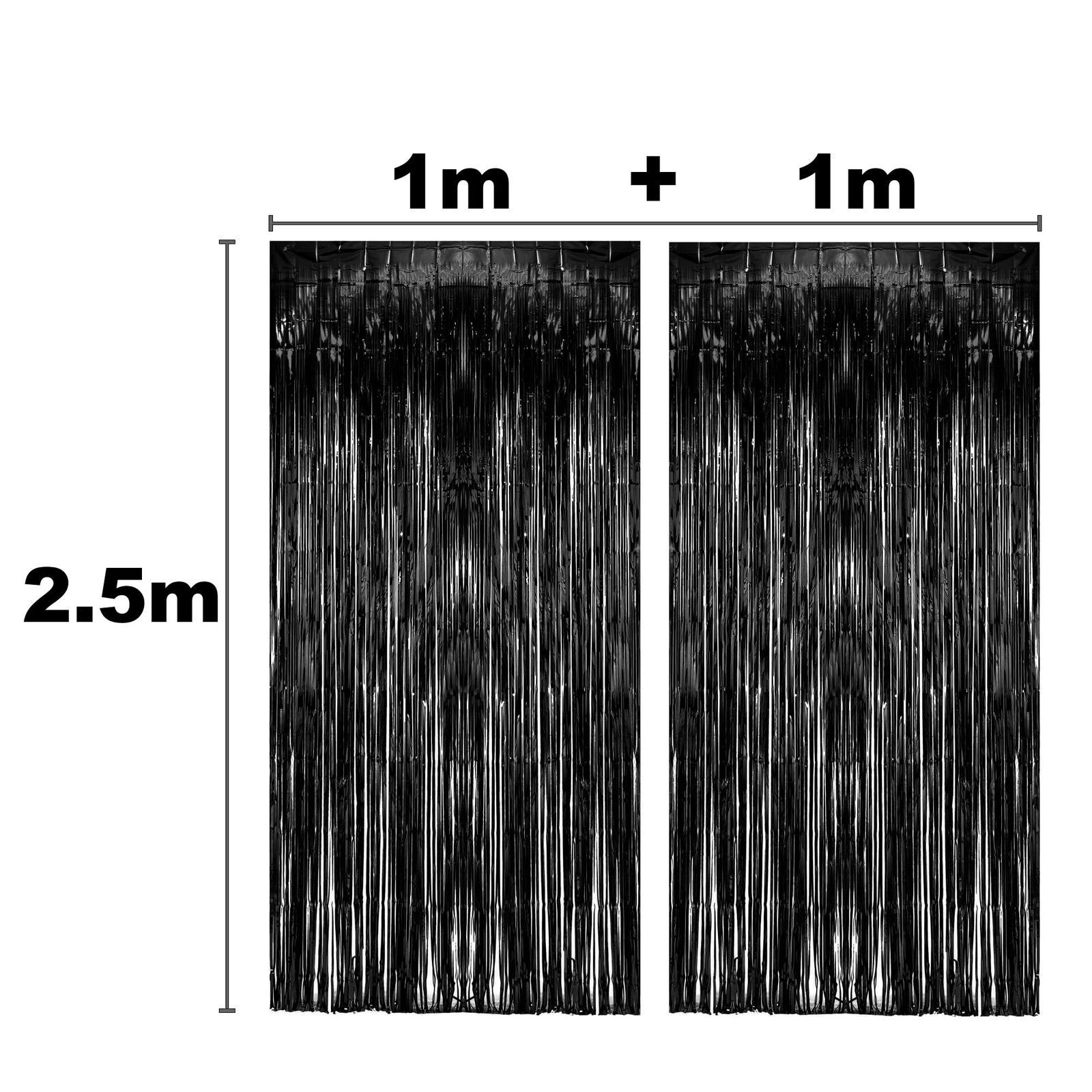 2 PCS Black Tinsel Backdrop Curtain Party Streamers Halloween Decorations