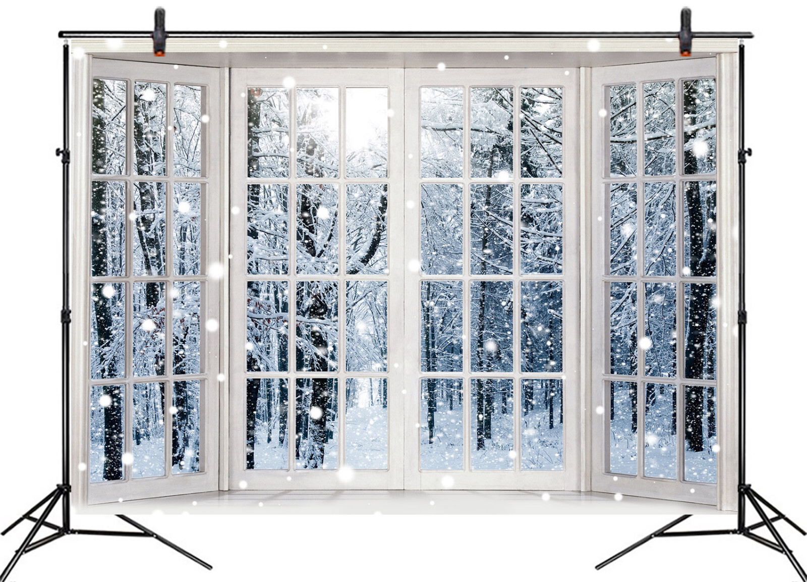 10x8ft Winter Snow Forest Scenery Christmas Tree Vinyl Backdrop Photo Background