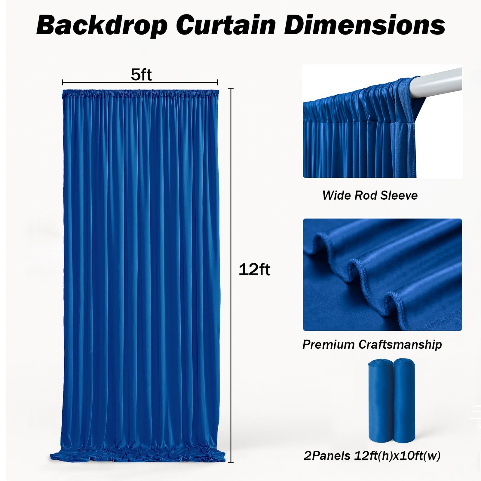 10ft×12ft Royal Blue Backdrop Curtain for Wedding Parties,2 Panels Wrinkle Fr…