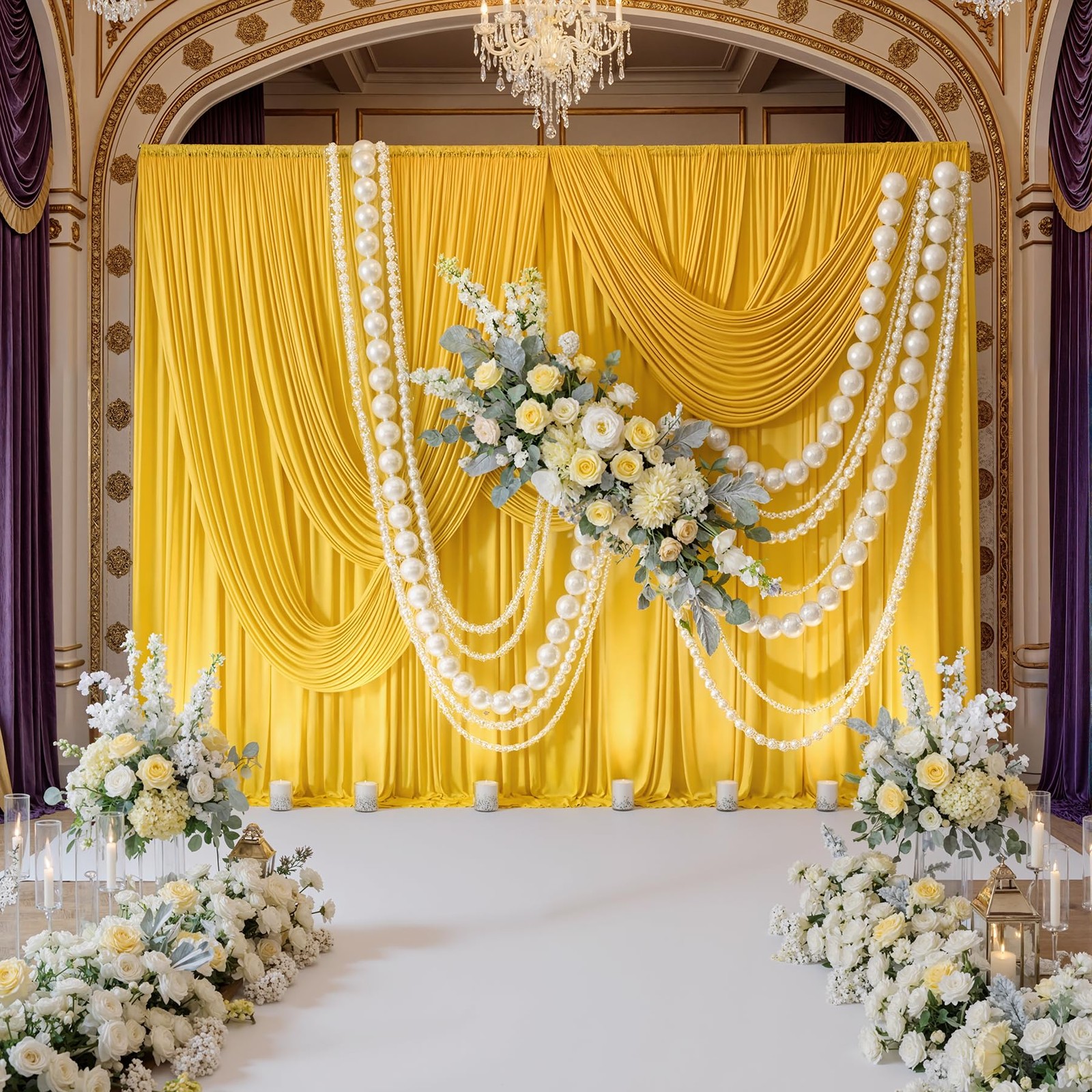 10x10ft Yellow Backdrop Curtain 2 Panels 5x10ft Wrinkle Free Polyester Drapes