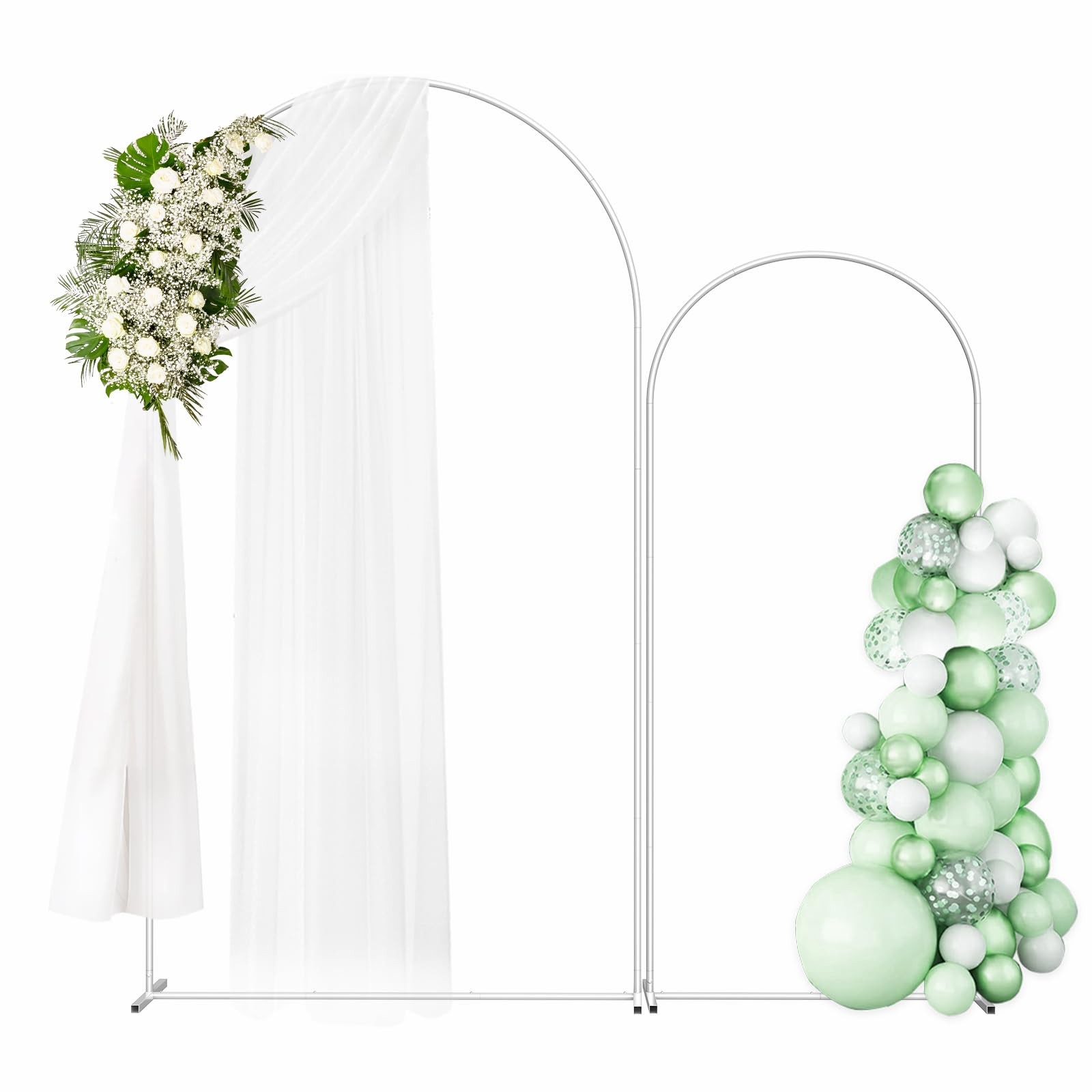 Metal Arch Backdrop Set of 2 (7.3FT/6FT), Balloon Arch Stand for Wedding Cere…