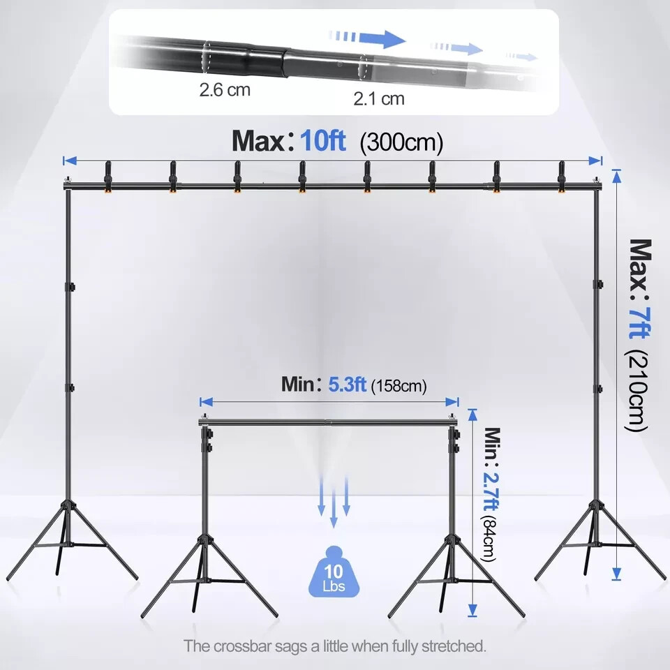 EMART! Backdrop Stand 10x7ft(WxH) Photo Studio Adjustable Background Stand…