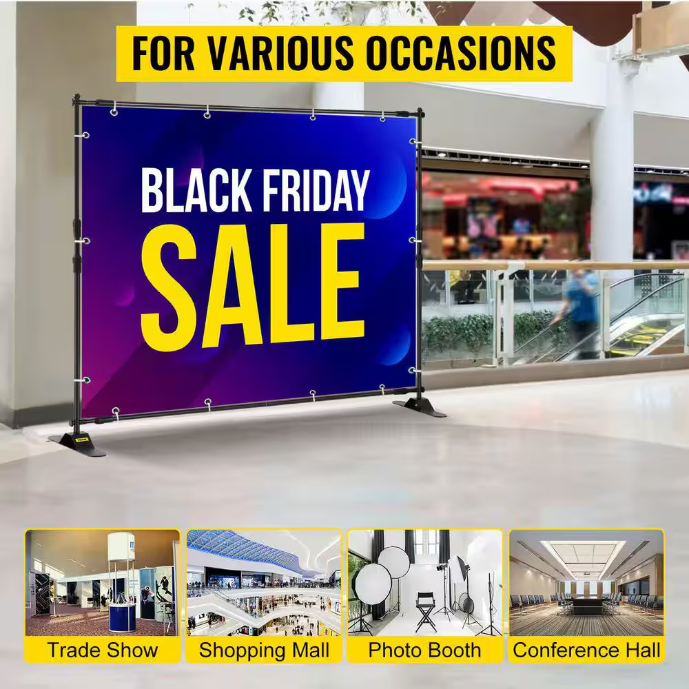10 X 8 Ft. Backdrop Banner Stand Adjustable Height and Width T for Trade Show Wa