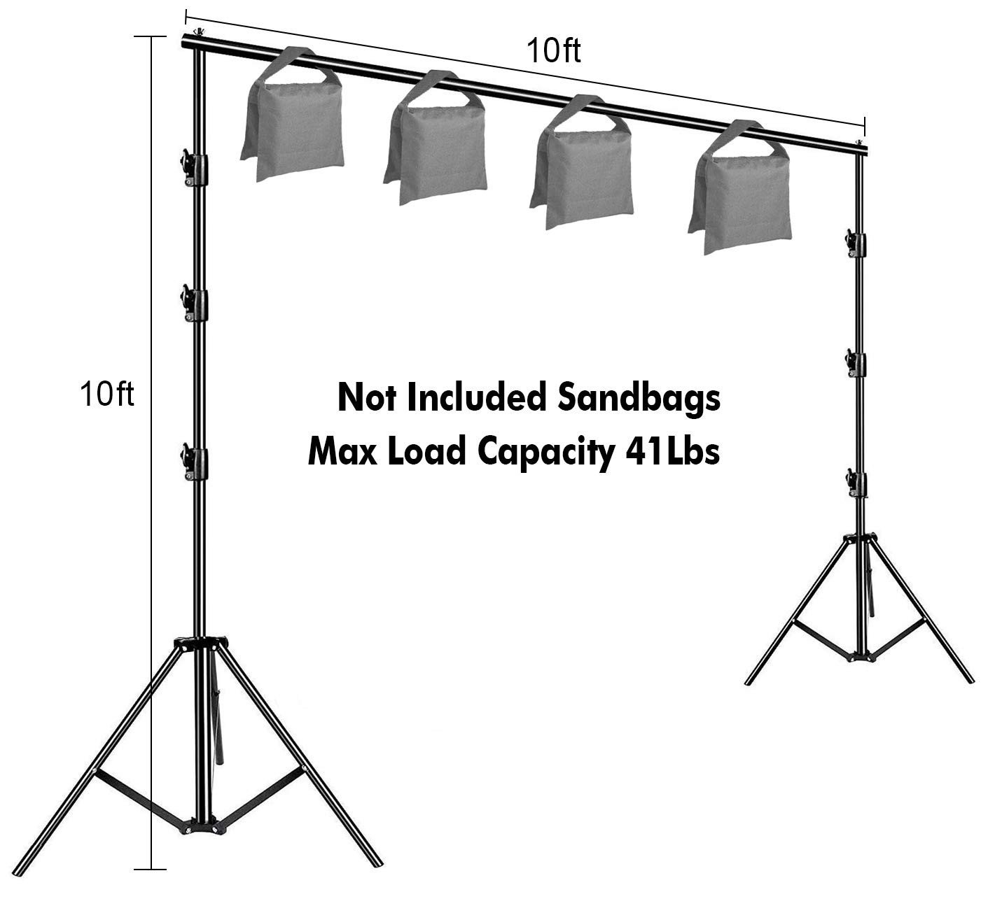 10 x 10Ft Photo Video Studio Heavy Duty Adjustable Muslin Backdrop Stand Back…