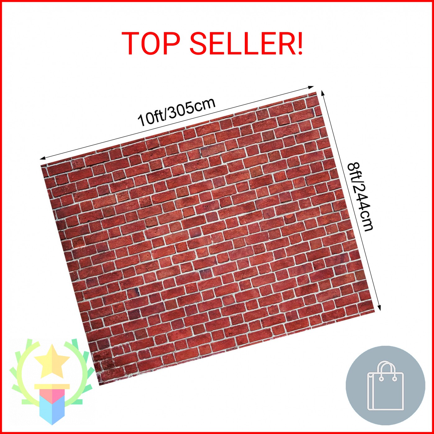 VitalCozy 10 x 8 ft Brick Wall Backdrop for Photoshoot Polyester Fabric Red Bric