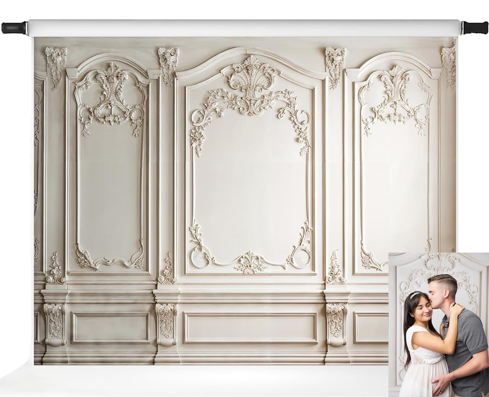 7×5 Ft Elegant Grey Wall Classic European Architecture Photography Backdrop
