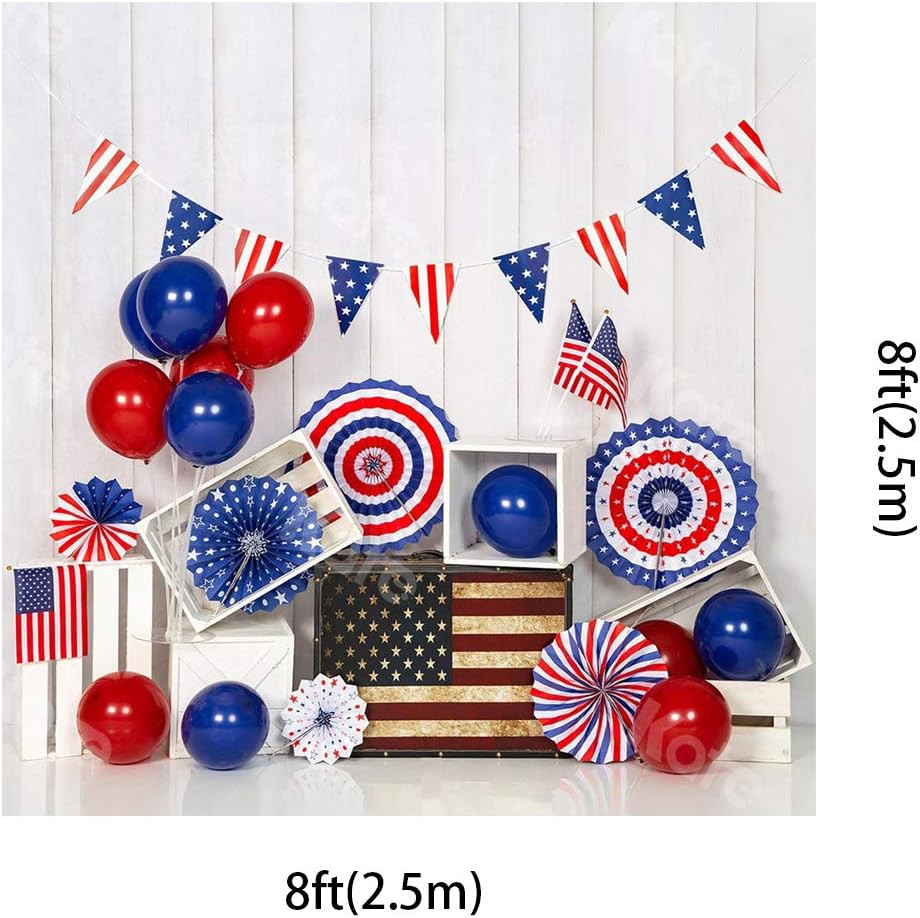 8x8ft USA Flag Photography Backdrop for Independence Day Celebrations