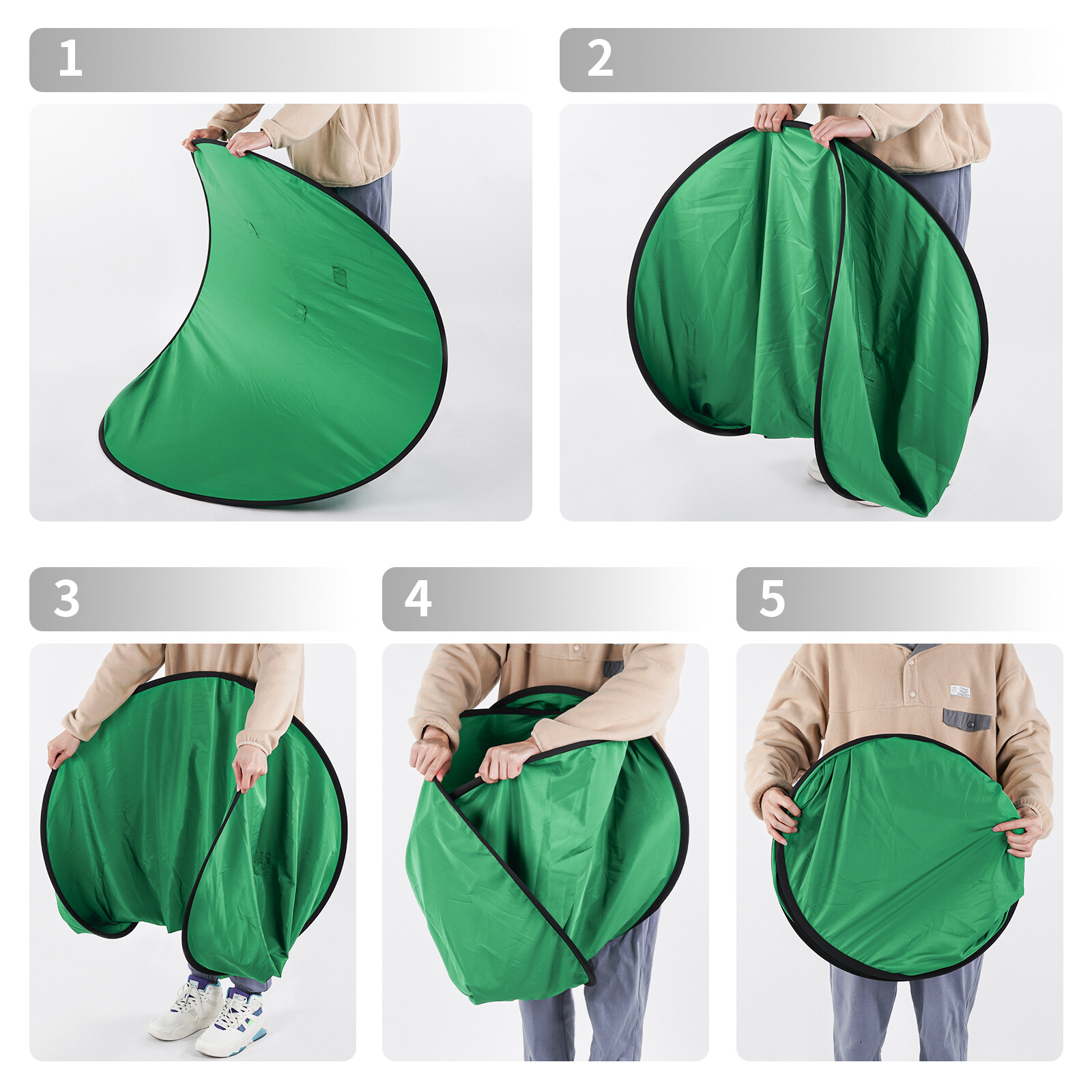 59″ Round Green Screen Collapsible Webcam Backdrop Photography Webex Video Chats