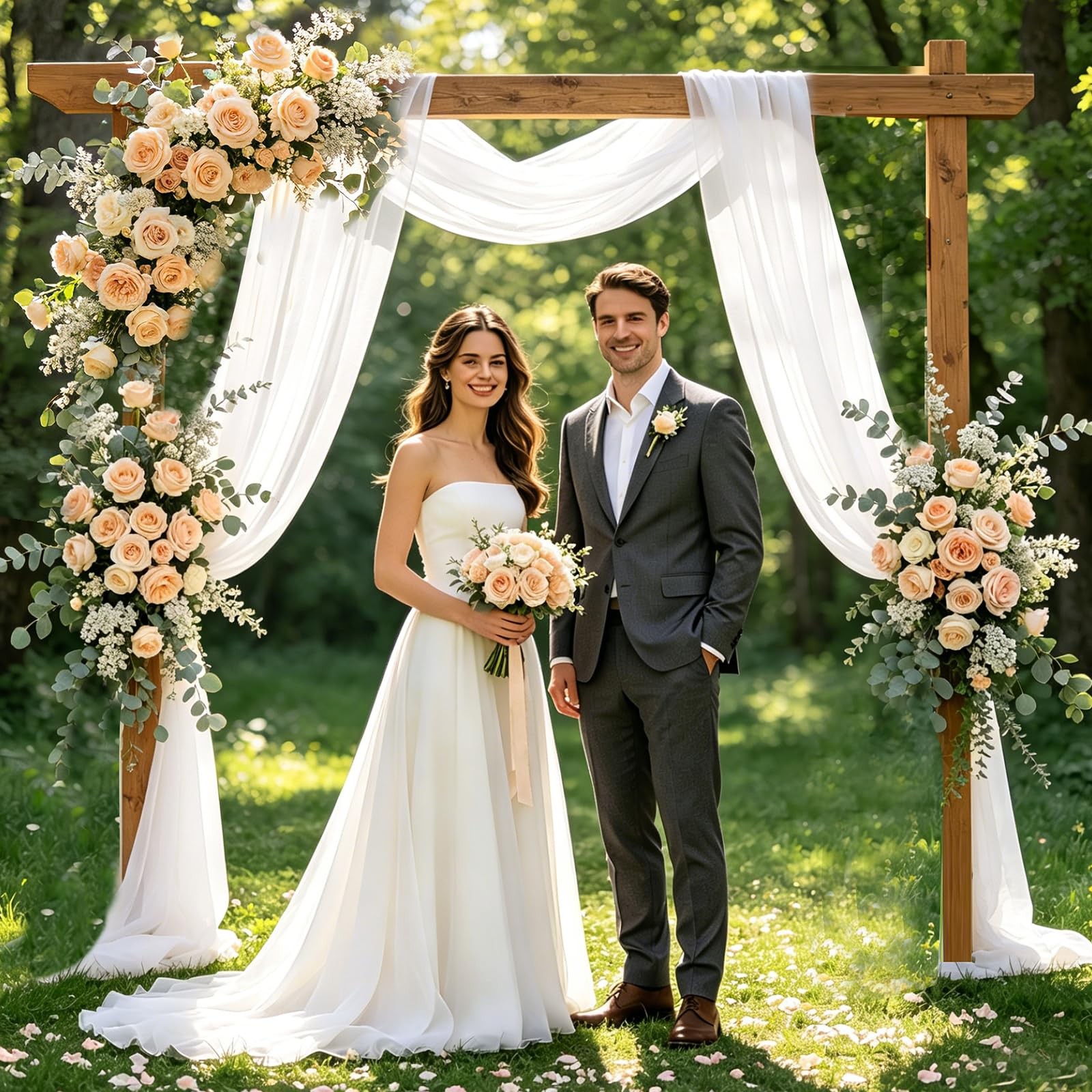 White Wedding Arch Draping Fabric Backdrop 29.5″ X 20FT Sheer 1 Panel,