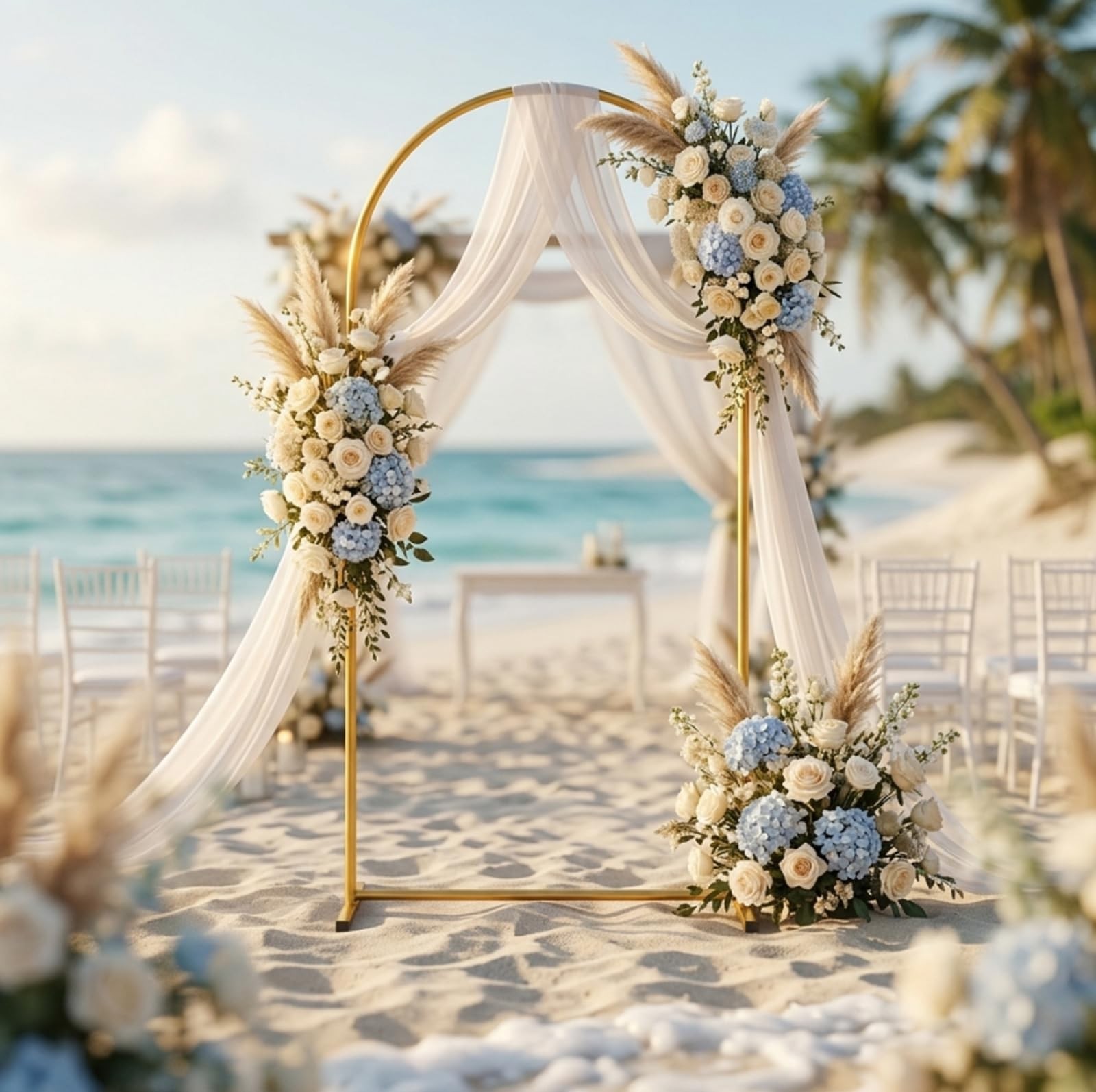 6.6FT Gold Metal Arch Backdrop Stand, Square Balloon Arch Stand Wedding Frame…