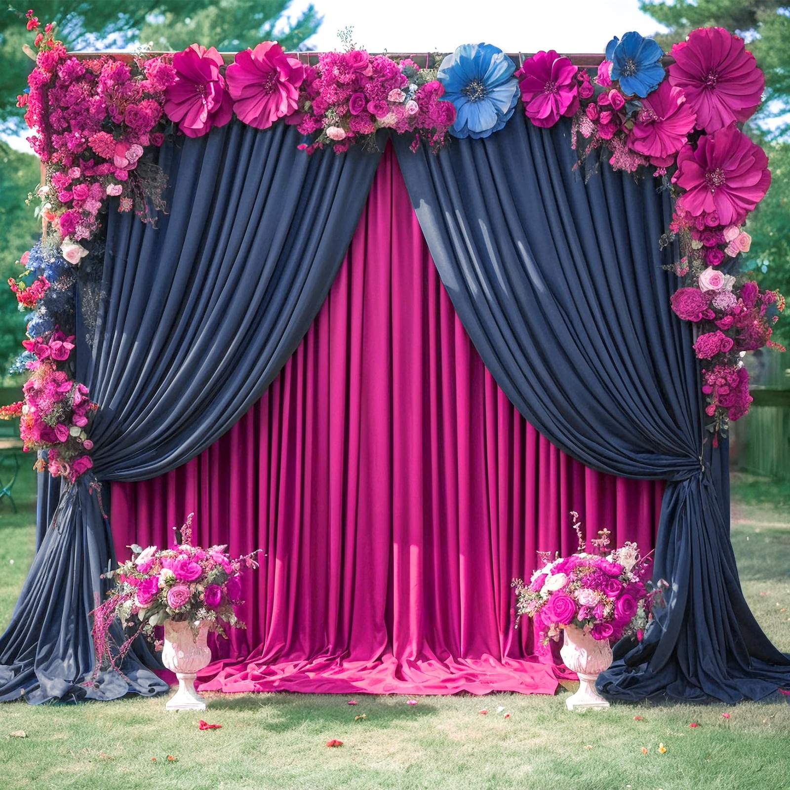 2 Panels 5ft x 12ft Navy Blue Backdrop Curtains, 10x12FT Total, Wrinkle Free