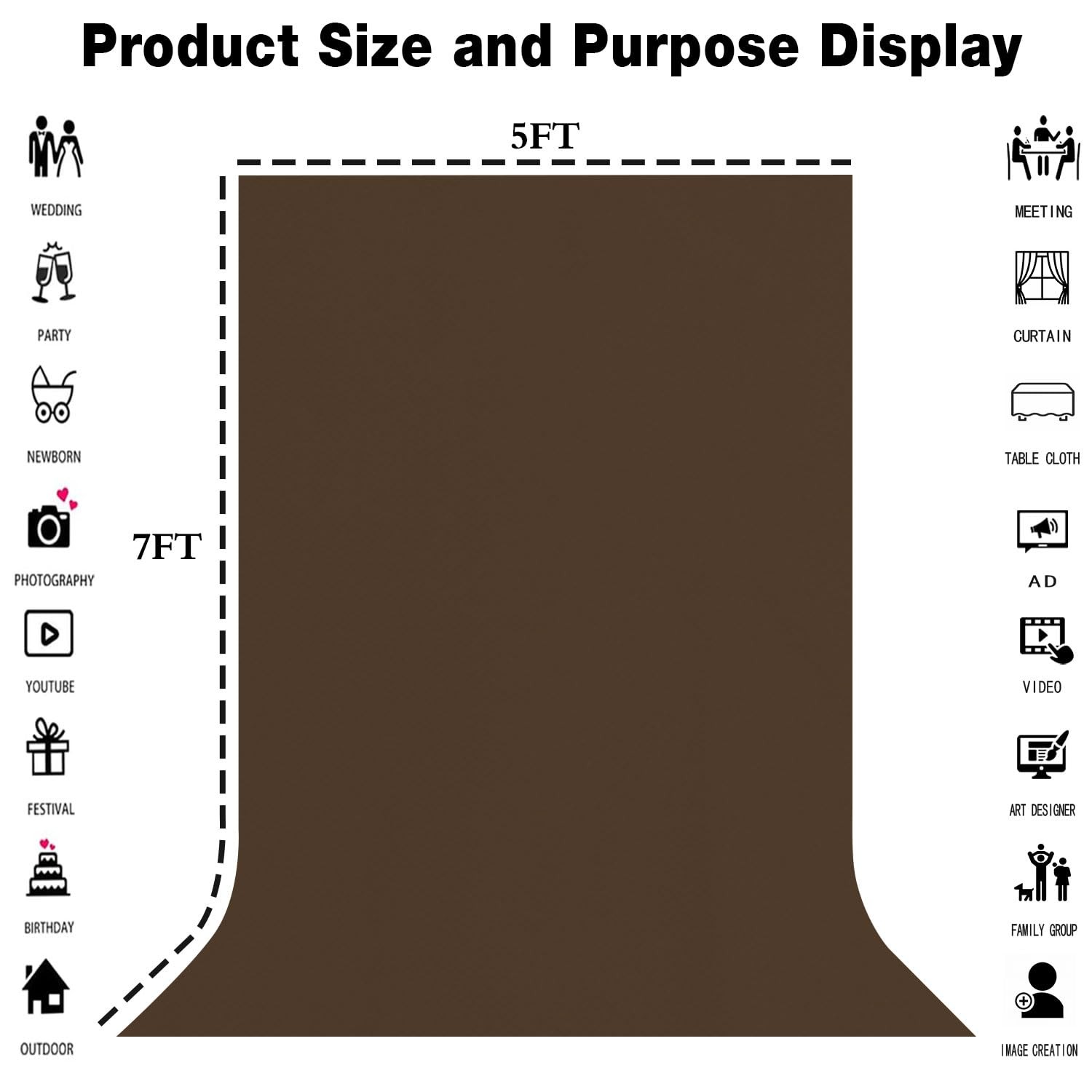 LYLYCTY 5x7FT Brown Screen Backdrops for Photography,High Density, Wrinkle Re…