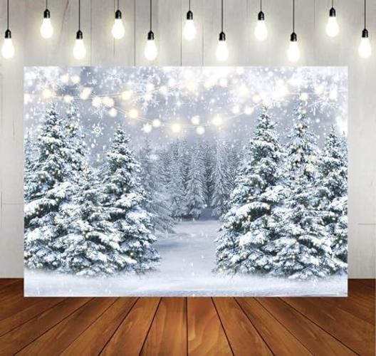 Winter Snow Scenery Backdrop Glitter Winter Forest Photography Backdrop 7X5ft