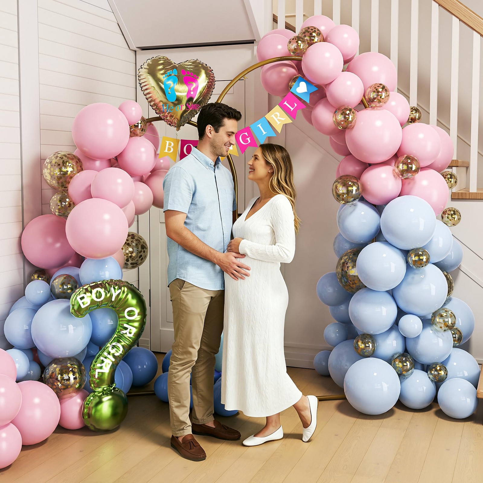 Metal Arch Backdrop Stand 2 Set (6FT/5FT), Gold Wedding Arch Frame, Balloon A…