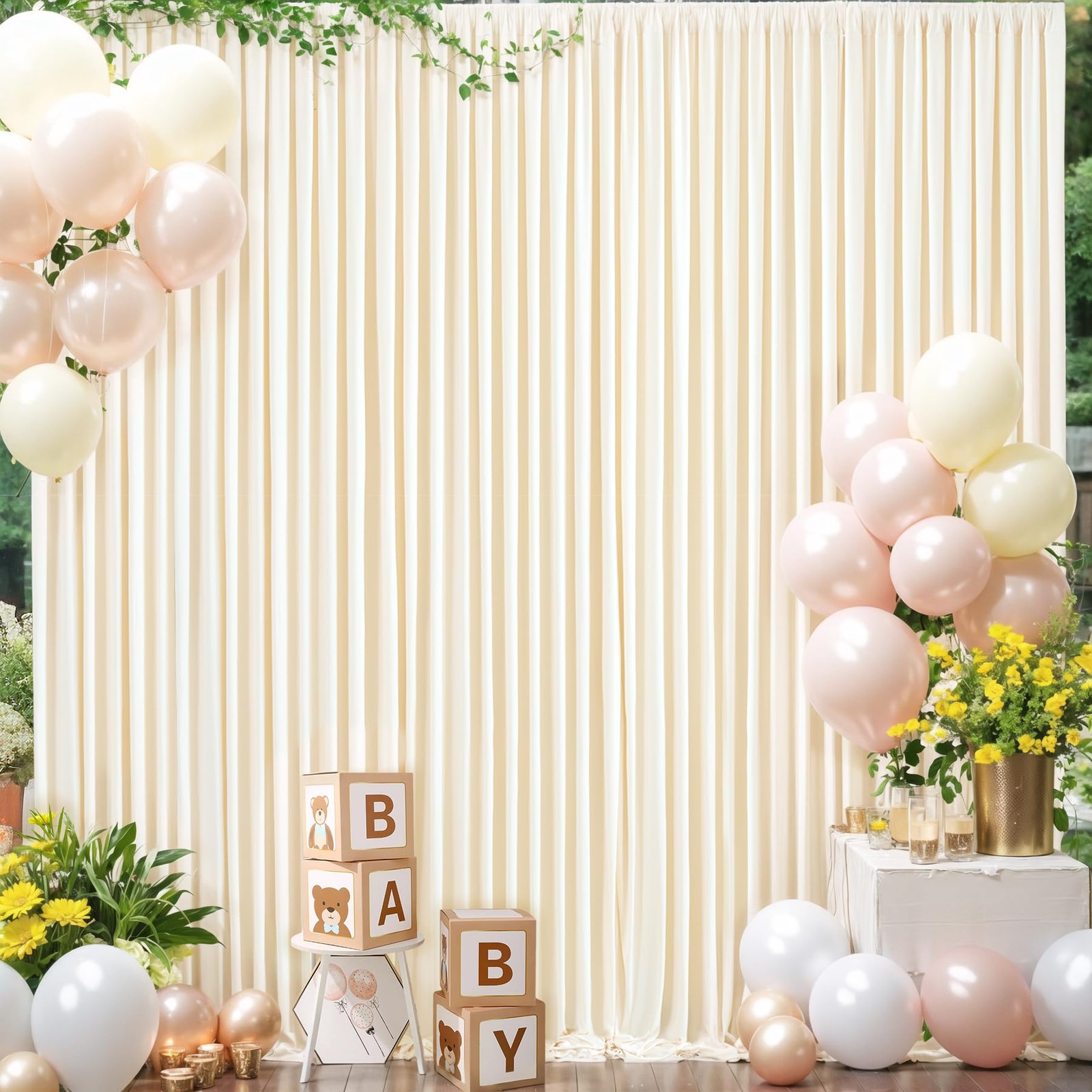 10×10 Champagne Backdrop Curtain for Parties Wedding Baby Shower Free Photo C…