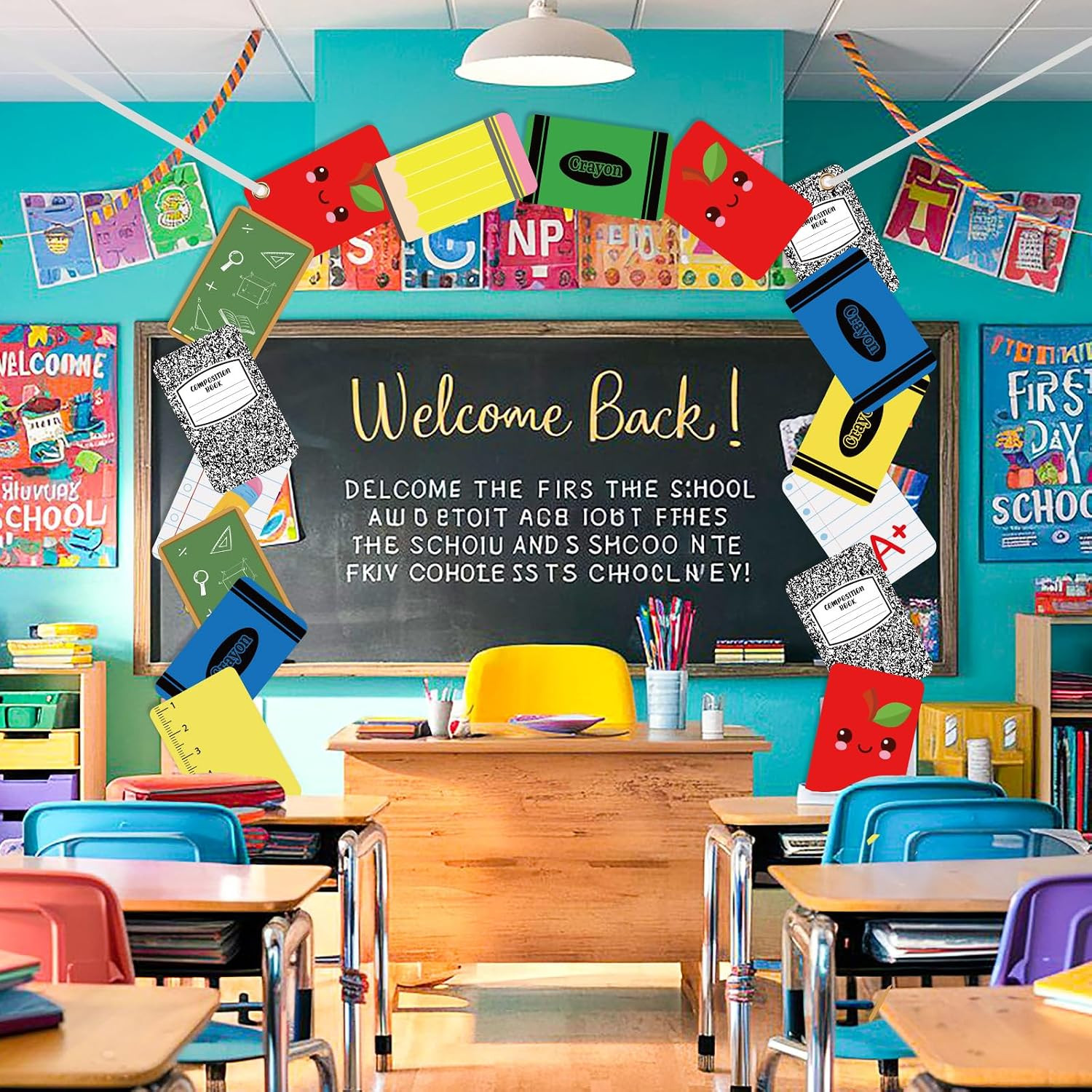 6.5Ft Back to School Arch Backdrop First Day of School Pencil Apple Rule Composi