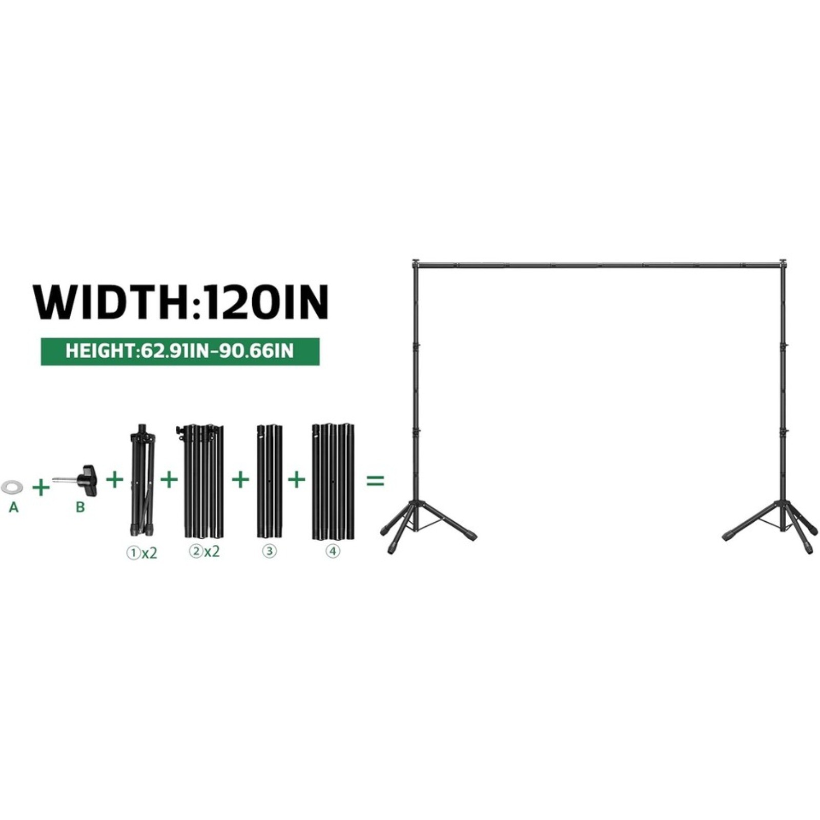 3-in-1 Telescopic Backdrop Background Support Stand Adjustable With Carrying Bag