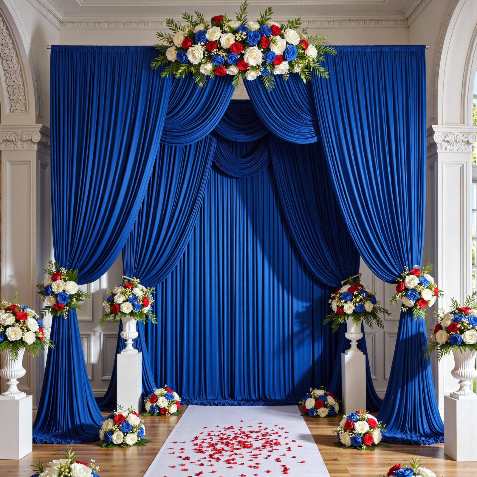 20ft x 14ft Royal Blue Backdrop Curtains, 4 Panels Wrinkle Free Soft Fabric D…