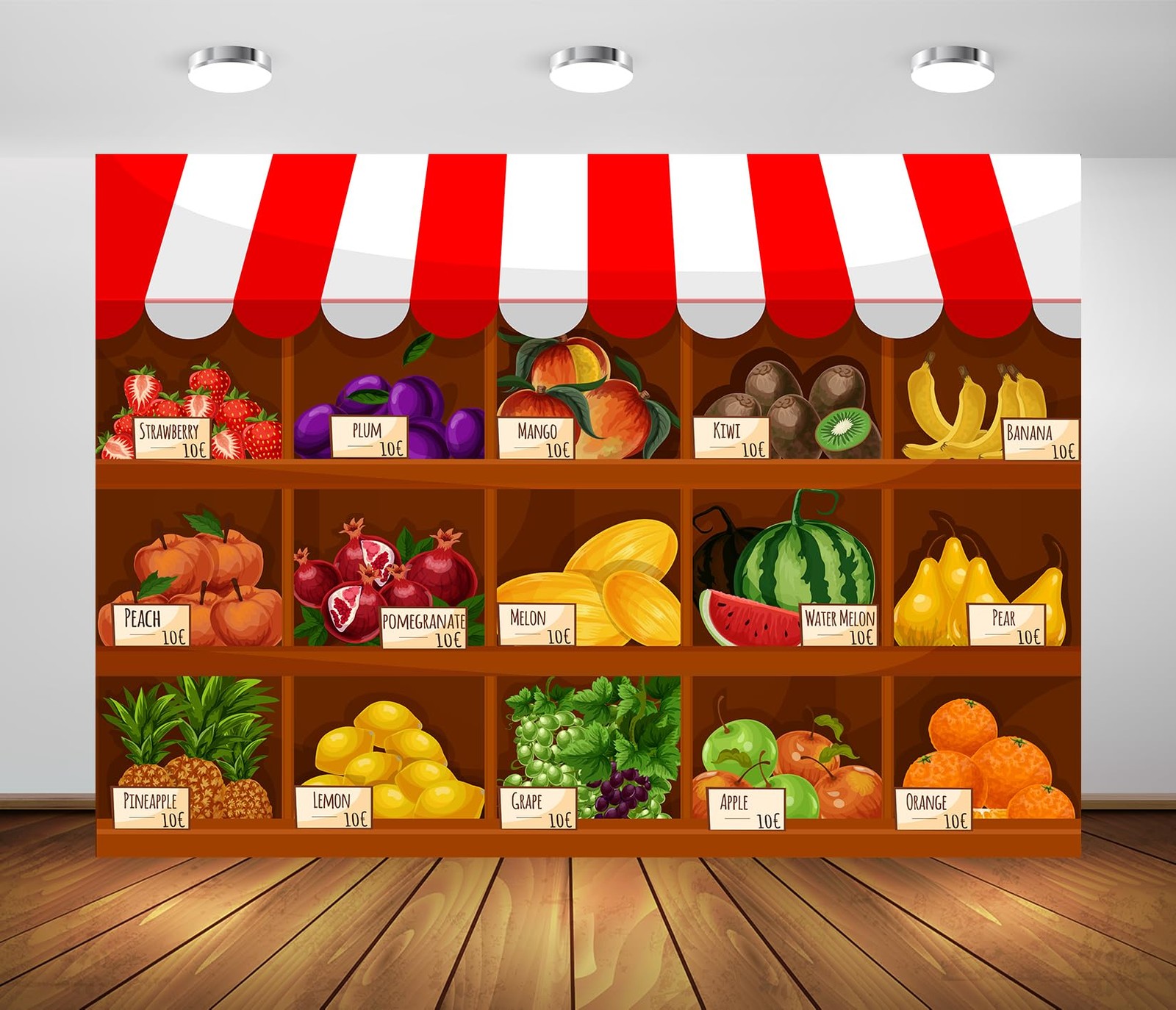 5x3ft Fabric Summer Fresh Fruit Shop Supermarket Theme Party Backdrop